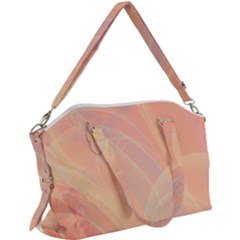 Coral Cream Abstract Art Pattern Canvas Crossbody Bag by SpinnyChairDesigns