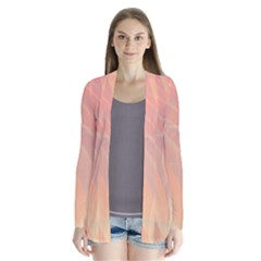 Coral Cream Abstract Art Pattern Drape Collar Cardigan