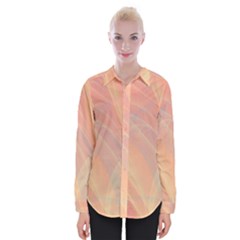 Coral Cream Abstract Art Pattern Womens Long Sleeve Shirt