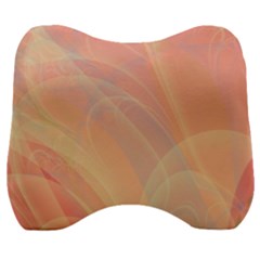 Coral Cream Abstract Art Pattern Velour Head Support Cushion by SpinnyChairDesigns