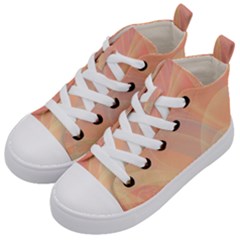 Coral Cream Abstract Art Pattern Kids  Mid-top Canvas Sneakers by SpinnyChairDesigns