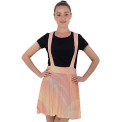 Coral Cream Abstract Art Pattern Velvet Suspender Skater Skirt by SpinnyChairDesigns