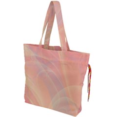 Coral Cream Abstract Art Pattern Drawstring Tote Bag by SpinnyChairDesigns