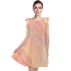 Coral Cream Abstract Art Pattern Tie Up Tunic Dress by SpinnyChairDesigns