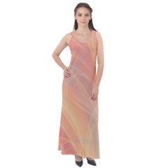 Coral Cream Abstract Art Pattern Sleeveless Velour Maxi Dress by SpinnyChairDesigns