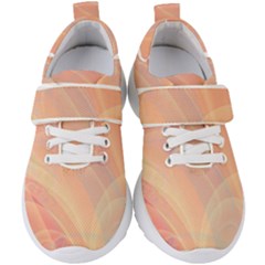 Coral Cream Abstract Art Pattern Kids  Velcro Strap Shoes by SpinnyChairDesigns