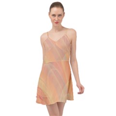 Coral Cream Abstract Art Pattern Summer Time Chiffon Dress by SpinnyChairDesigns