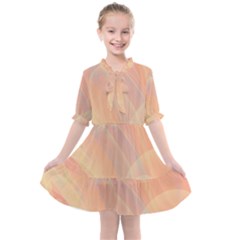 Coral Cream Abstract Art Pattern Kids  All Frills Chiffon Dress by SpinnyChairDesigns