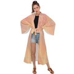 Coral Cream Abstract Art Pattern Maxi Kimono by SpinnyChairDesigns