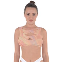 Coral Cream Abstract Art Pattern Bandaged Up Bikini Top by SpinnyChairDesigns