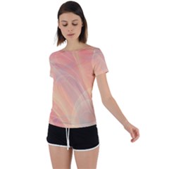 Coral Cream Abstract Art Pattern Back Circle Cutout Sports Tee by SpinnyChairDesigns