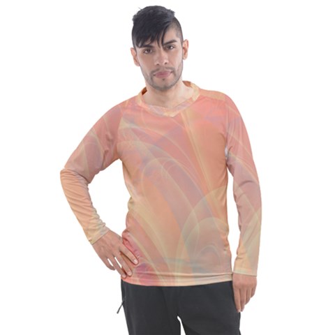 Coral Cream Abstract Art Pattern Men s Pique Long Sleeve Tee by SpinnyChairDesigns