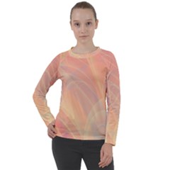 Coral Cream Abstract Art Pattern Women s Long Sleeve Raglan Tee