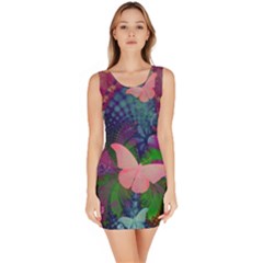 Butterfly Garden Art Bodycon Dress by SpinnyChairDesigns