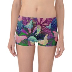 Butterfly Garden Art Reversible Boyleg Bikini Bottoms by SpinnyChairDesigns