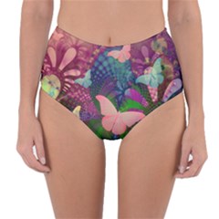 Butterfly Garden Art Reversible High-waist Bikini Bottoms by SpinnyChairDesigns