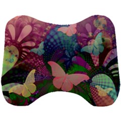 Butterfly Garden Art Head Support Cushion by SpinnyChairDesigns