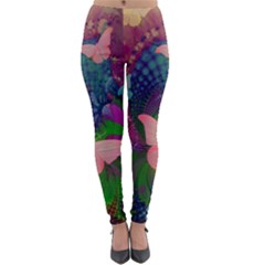 Butterfly Garden Art Lightweight Velour Leggings by SpinnyChairDesigns