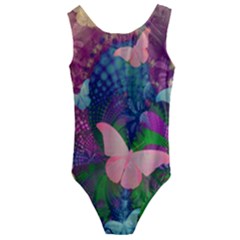 Butterfly Garden Art Kids  Cut-out Back One Piece Swimsuit by SpinnyChairDesigns