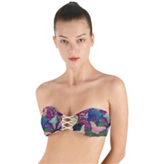 Butterfly Garden Art Twist Bandeau Bikini Top by SpinnyChairDesigns