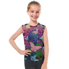 Butterfly Garden Art Kids  Mesh Tank Top by SpinnyChairDesigns