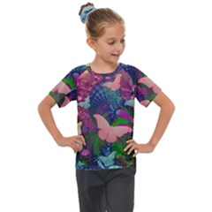 Butterfly Garden Art Kids  Mesh Piece Tee