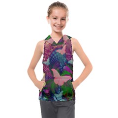 Butterfly Garden Art Kids  Sleeveless Hoodie