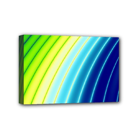 Sporty Stripes Swoosh Green Blue Mini Canvas 6  X 4  (stretched) by SpinnyChairDesigns