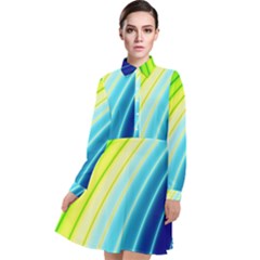 Sporty Stripes Swoosh Green Blue Long Sleeve Chiffon Shirt Dress by SpinnyChairDesigns