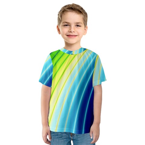 Sporty Stripes Swoosh Green Blue Kids  Sport Mesh Tee by SpinnyChairDesigns