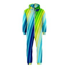 Sporty Stripes Swoosh Green Blue Hooded Jumpsuit (kids) by SpinnyChairDesigns