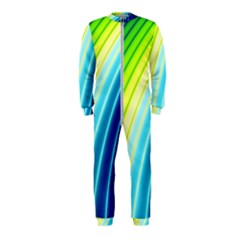 Sporty Stripes Swoosh Green Blue Onepiece Jumpsuit (kids) by SpinnyChairDesigns