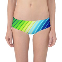 Sporty Stripes Swoosh Green Blue Classic Bikini Bottoms by SpinnyChairDesigns