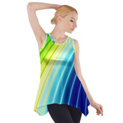 Sporty Stripes Swoosh Green Blue Side Drop Tank Tunic by SpinnyChairDesigns