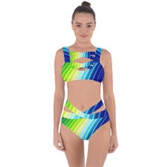 Sporty Stripes Swoosh Green Blue Bandaged Up Bikini Set  by SpinnyChairDesigns