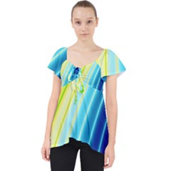 Sporty Stripes Swoosh Green Blue Lace Front Dolly Top by SpinnyChairDesigns