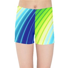 Sporty Stripes Swoosh Green Blue Kids  Sports Shorts by SpinnyChairDesigns