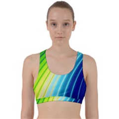 Sporty Stripes Swoosh Green Blue Back Weave Sports Bra by SpinnyChairDesigns