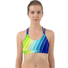 Sporty Stripes Swoosh Green Blue Back Web Sports Bra by SpinnyChairDesigns