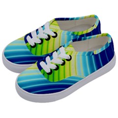 Sporty Stripes Swoosh Green Blue Kids  Classic Low Top Sneakers by SpinnyChairDesigns