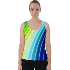 Sporty Stripes Swoosh Green Blue Velvet Tank Top by SpinnyChairDesigns