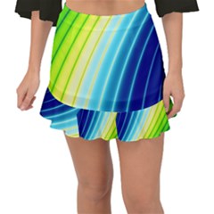 Sporty Stripes Swoosh Green Blue Fishtail Mini Chiffon Skirt by SpinnyChairDesigns