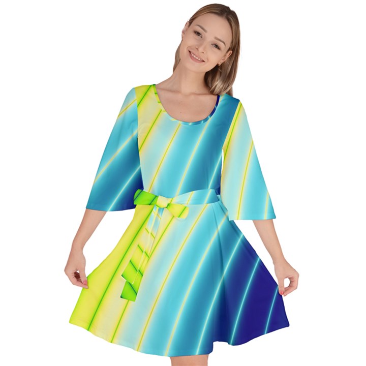 Sporty Stripes Swoosh Green Blue Velour Kimono Dress