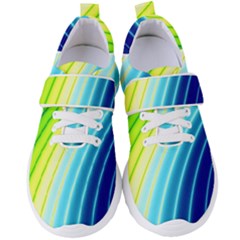 Sporty Stripes Swoosh Green Blue Women s Velcro Strap Shoes by SpinnyChairDesigns