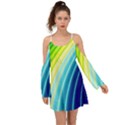 Sporty Stripes Swoosh Green Blue Kimono Sleeves Boho Dress View1