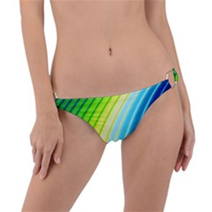 Sporty Stripes Swoosh Green Blue Ring Detail Bikini Bottom by SpinnyChairDesigns