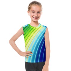 Sporty Stripes Swoosh Green Blue Kids  Mesh Tank Top by SpinnyChairDesigns