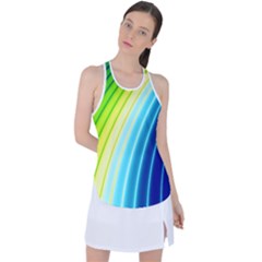 Sporty Stripes Swoosh Green Blue Racer Back Mesh Tank Top by SpinnyChairDesigns