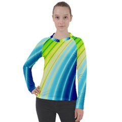 Sporty Stripes Swoosh Green Blue Women s Pique Long Sleeve Tee