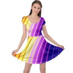 Sporty Stripes Swoosh Purple Gold Red Cap Sleeve Dress by SpinnyChairDesigns